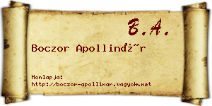 Boczor Apollinár névjegykártya